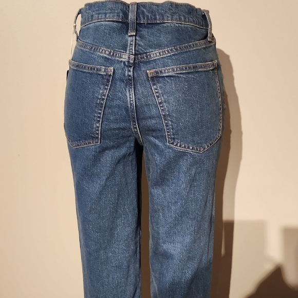 Blue Straight Leg Jeans with High Waist - Picture 7 of 8